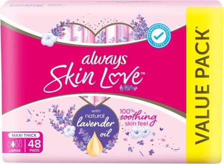 Always Skin Love Lavender Freshness Maxi Thick & Large Pads 48s
